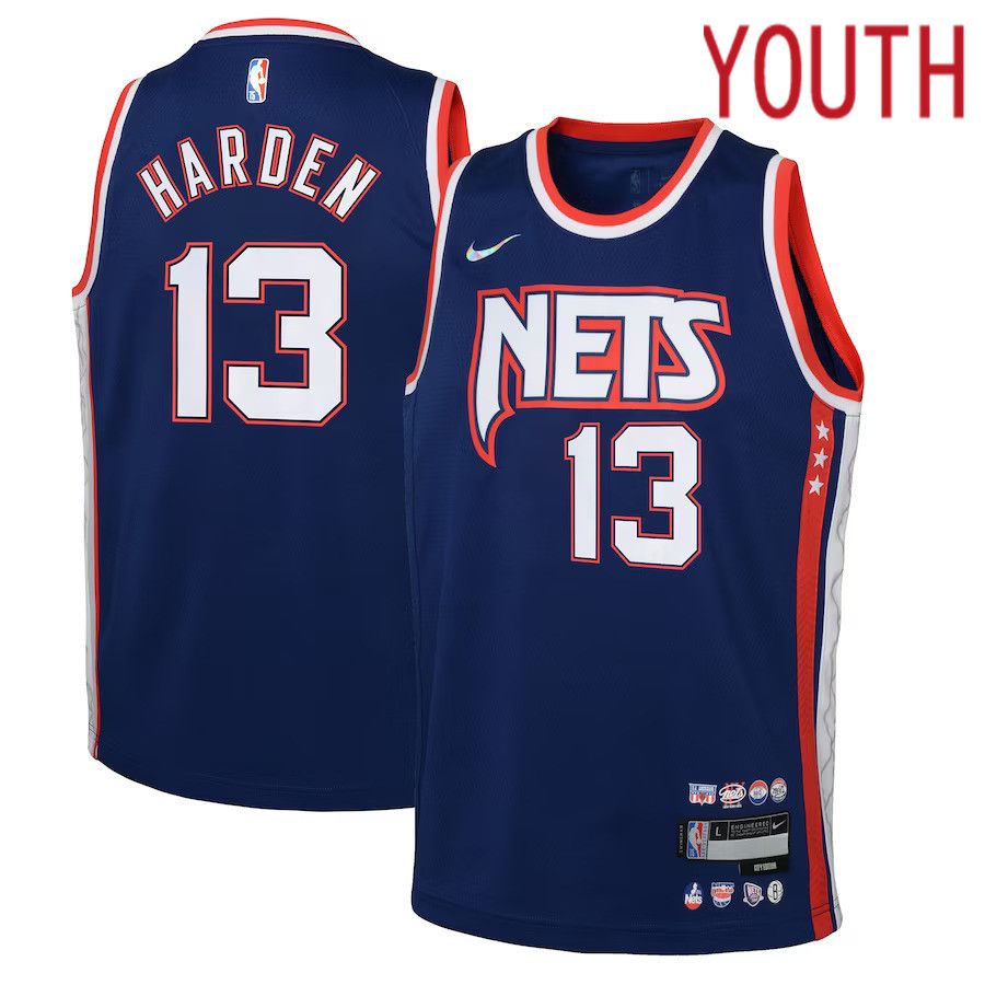 Youth Brooklyn Nets 13 James Harden Nike Navy City Edition Swingman NBA Jersey